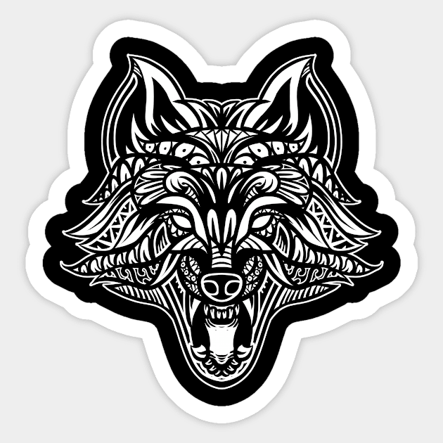 Wolf Tribal Sticker by Barabarbar artwork